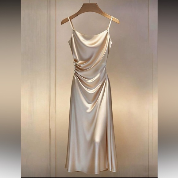 Dresses & Skirts - Elegant Cream Satin Dress